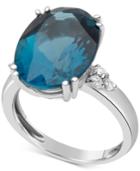 Blue Topaz (12 Ct. T.w.) & Diamond (1/5 Ct. T.w.) Ring In 14k White Gold