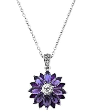Town & Country Sterling Silver Necklace, Amethyst (4-7/8 Ct. T.w.) And White Topaz (1-1/5 Ct. T.w.) Flower Pendant