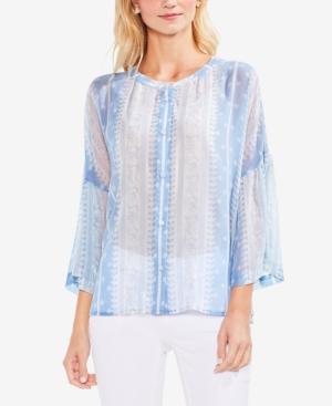 Vince Camuto Printed Button-down Bell-sleeve Blouse