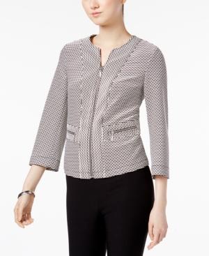 Kasper Zip-up Jacquard Blazer