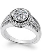 Diamond Halo Cluster Engagement Ring (1 Ct. T.w.) In 14k White Gold