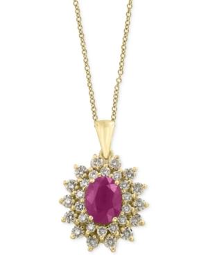 Amore By Effy Certified Ruby (1-3/8 Ct. T.w.) And Diamond (3/4 Ct. T.w.) Pendant Necklace In 14k Gold