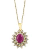 Amore By Effy Certified Ruby (1-3/8 Ct. T.w.) And Diamond (3/4 Ct. T.w.) Pendant Necklace In 14k Gold