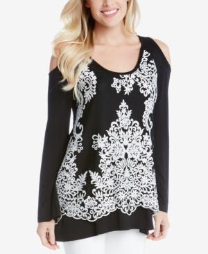 Karen Kane Embroidered Cold-shoulder Top