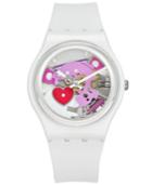 Swatch Women's Swiss Tender Present White Silicone Strap Watch 34mm Gz300