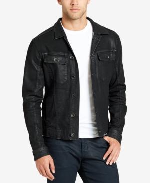 William Rast Men's Coated Black Denim Jacket