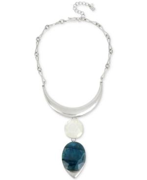 Robert Lee Morris Soho Silver-tone Double Sculptural Stone Pendant Necklace, 15-1/2 + 3 Extender