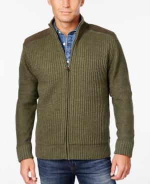 Weatherproof Vintage Men's Ribbed Zipper Cardigan, Classic Fit