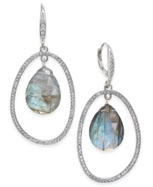 Paul & Pitu Naturally Silver-tone Pave & Gray Stone Orbital Drop Earrings