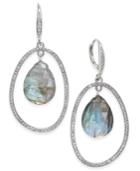 Paul & Pitu Naturally Silver-tone Pave & Gray Stone Orbital Drop Earrings