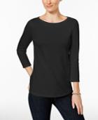 Charter Club Petite Button-shoulder Top, Created For Macy's