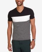 Nautica Men's Slim-fit Pieced Stripe V-neck T-shirt