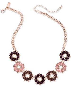 Inc International Concepts Rose Gold-tone Multi-flower Statement Necklace, Created For Macy's
