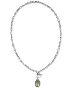 Majorica Silver-tone Baroque Imitation Gray Pearl Pendant Necklace
