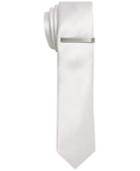 Alfani Red Tie, 1-1/2 Inch Solid Sateen Skinny Tie With Tie Bar