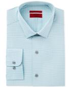 Alfani Men's Fitted Performance Stretch Easy Care Turquoise Fine Gingham Dress Shirt, Only At Macy's