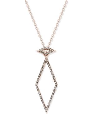 Inc International Concepts Rose Gold-tone Geometric Pave Crystal Necklace, Only At Macy's