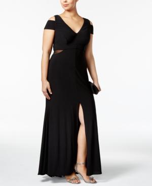 Xscape Plus Size Cold-shoulder Gown