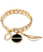 Guess Gold-tone Crystal, Jet Stone & Tassel Charm Bracelet