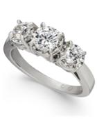 Diamond Trinity Engagement Ring (1 Ct. T.w.) In 14k Whtie Gold