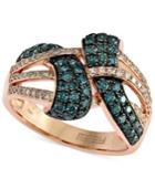 Bella Bleu By Effy Blue And White Diamond Interlinked Ring (7/8 Ct. T.w.) In 14k Rose Gold