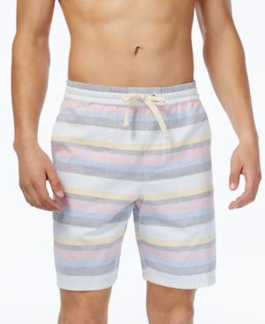 Original Penguin Men's Slim-fit Striped Drawstring Cotton Shorts