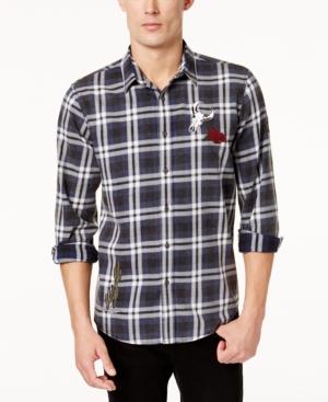 American Rag Men's Ramsay Patched Plaid Shirt, Created For Macy's