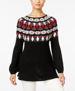 Style & Co. Bishop-sleeve Patterned Sweater, Only At Macy's
