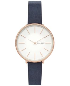 Skagen Women's Karolina Blue Leather Strap Watch 38mm