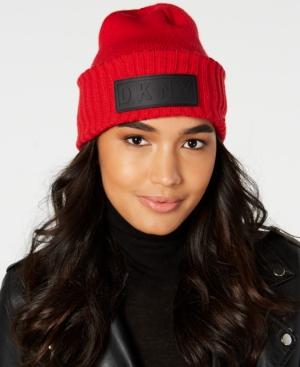 Dkny Puff-patch Ribbed Beanie, Created For Macy's