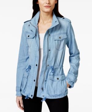 Nanette By Nanette Lepore Drawstring Denim Anorak Jacket