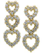 Giani Bernini Cubic Zirconia Triple Heart Drop Earrings In 18k Gold-plated Sterling Silver, Only At Macy's
