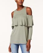 Kensie Cold-shoulder Ruffle Top