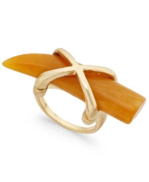Gold-tone Large Horn Crisscross Statement Ring