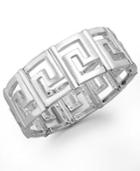 Charter Club Silver-tone Greek Key Stretch Bracelet
