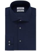 Calvin Klein Steel Men's Slim-fit Non-iron Performance Dark Navy Pindot Dress Shirt