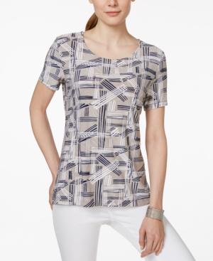 Jm Collection Short-sleeve Geo-print Top, Only At Macy's