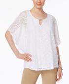 Jm Collection Petite Lace Keyhole Poncho Top, Only At Macy's