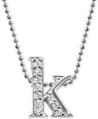 Alex Woo Diamond Initial K 16 Pendant Necklace (1/8 Ct. T.w.) In 14k White Gold