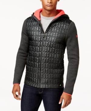Hugo Boss Green Men's Mixed-media Hooded Track Jacket