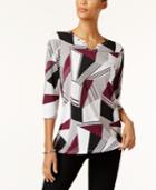 Alfred Dunner Geo-print 3/4-sleeve Top