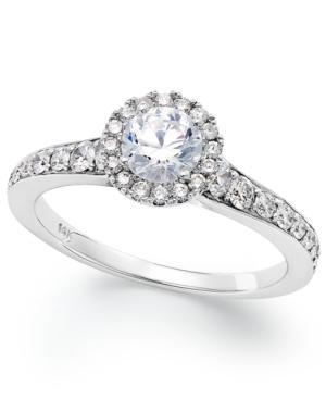 14k White Gold Diamond Halo Engagement Ring (1 Ct. T.w.)