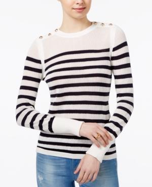 Tommy Hilfiger Button-shoulder Striped Sweater, Only At Macy's