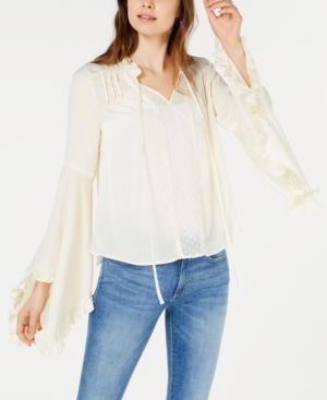 Moon River Satin Angel-sleeve Top