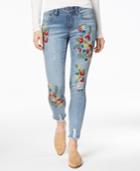 Earl Jeans Colorful Embroidered Ankle Skinny Jeans