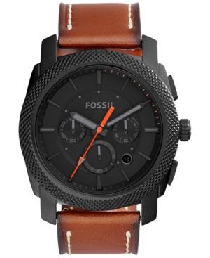 Fossil Men's Chronograph Machine Light Brown Leather Strap Watch 45mm Fs5234