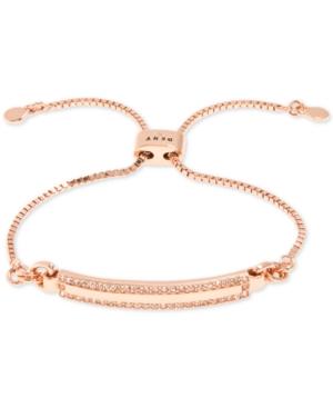 Dkny Rose Gold-tone Pave Bar Slider Bracelet