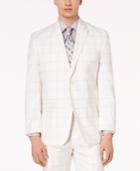 Sean John Men's Classic-fit Stretch White/gray Windowpane Suit Jacket