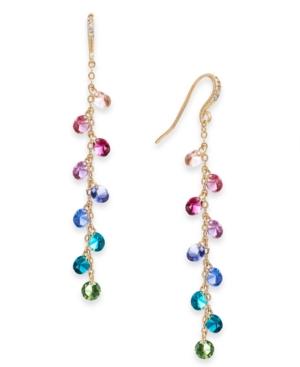 I.n.c. Gold-tone Multi-crystal Linear Drop Earrings, Created For Macy's