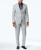 Vince Camuto Men's Slim-fit Tonal Plaid Light Gray Suit
